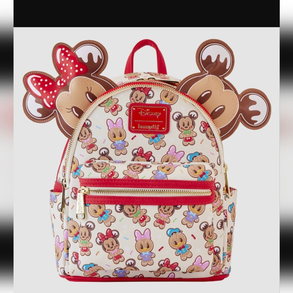 Hard To Find! Exclusiv Mickey and Minnie Gingerbread Loungefly Mini Backpack-NWT - Picture 1 of 8